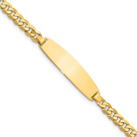 14k Yellow Gold Flat Curb Link Rounded ID Bracelet